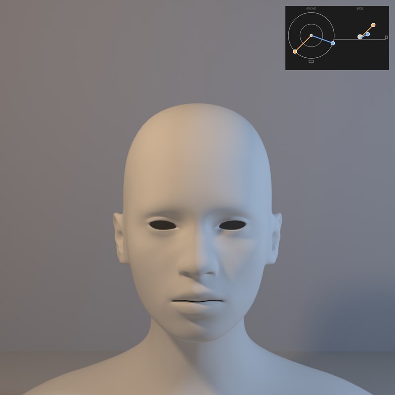 At equal strength the face loses its modelling: colour contrast stays, form contrast is gone.