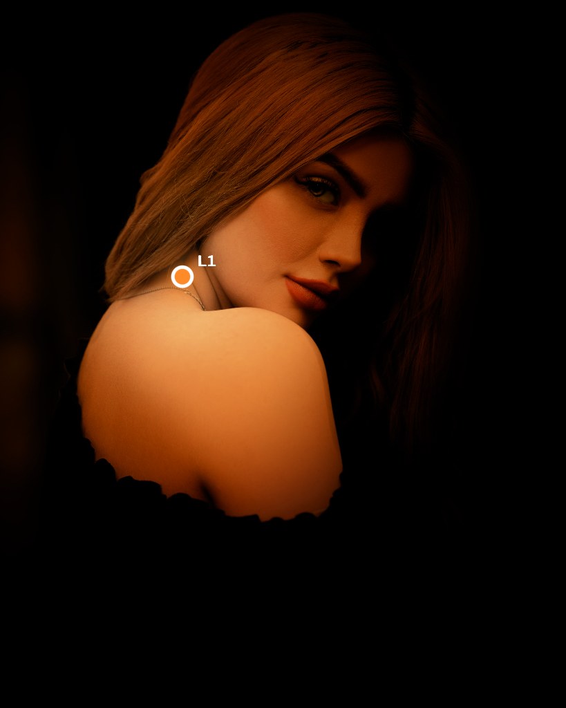 The same photograph relit with the Candle light in the VOLUX studio