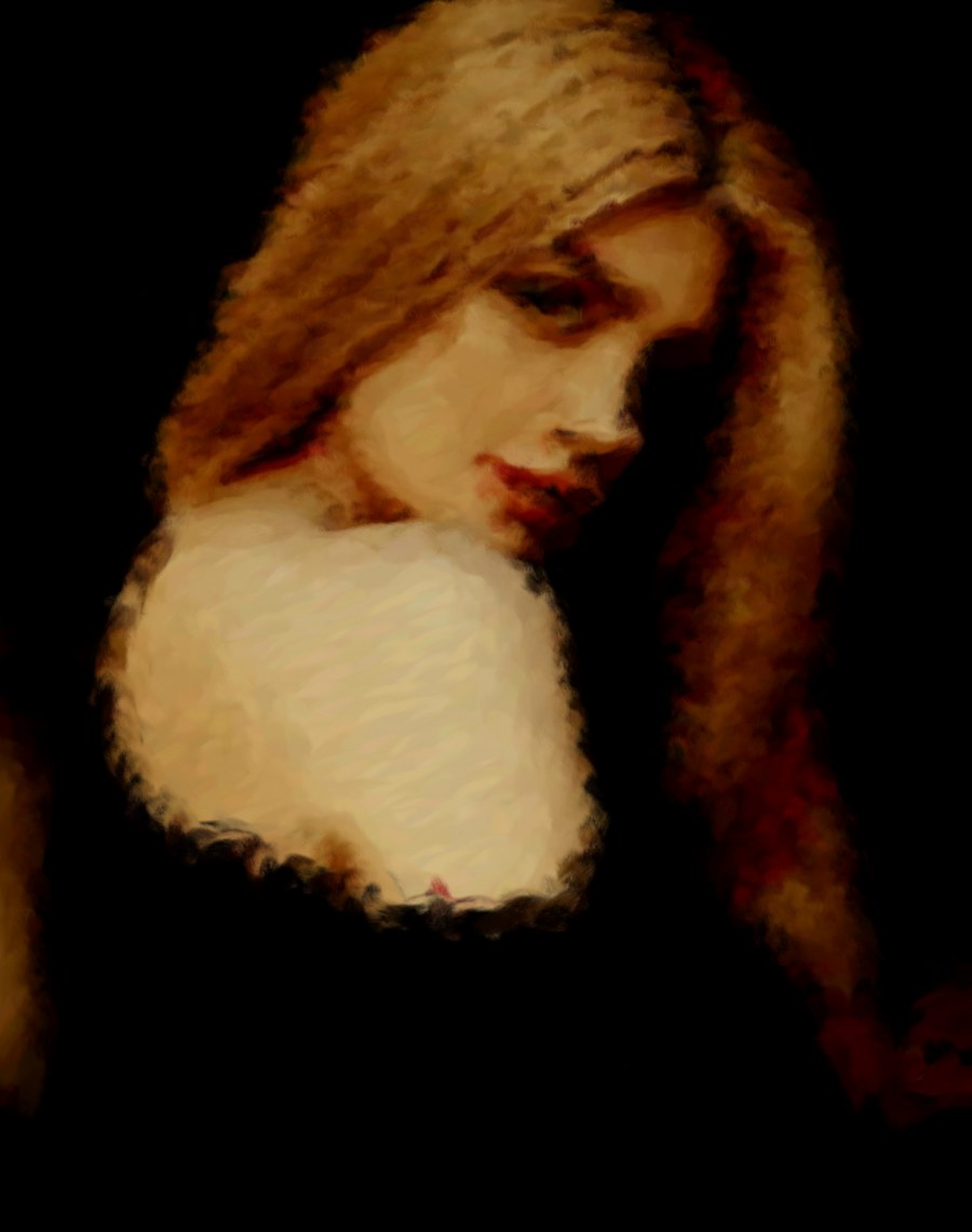 A painted study of the candle-lit portrait made with the Pad's oil brushes