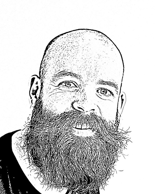 The bearded man traced as a line stencil