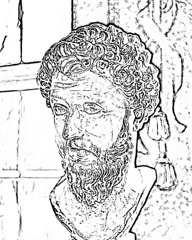 The marble bust traced as a line stencil