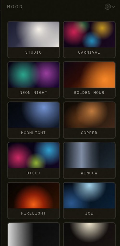 12 mood presets and lighting controls